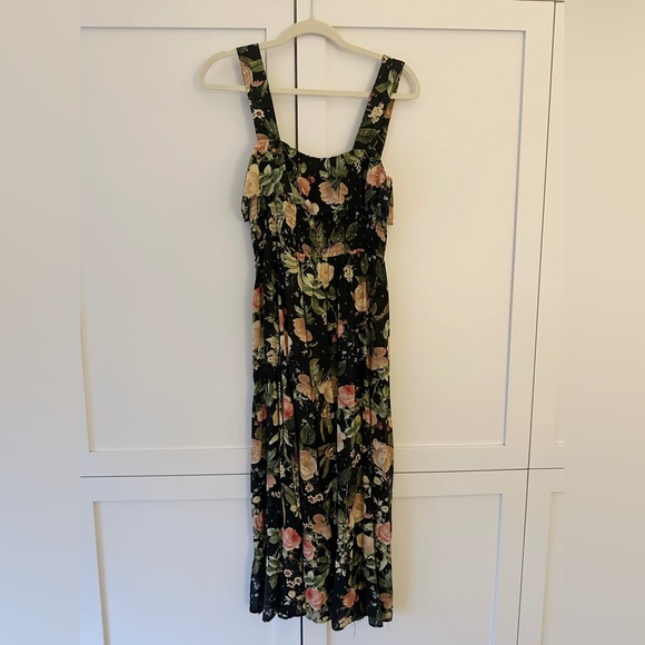 Zara black floral dress with gold flecks - Size XS - Picture 2 of 5